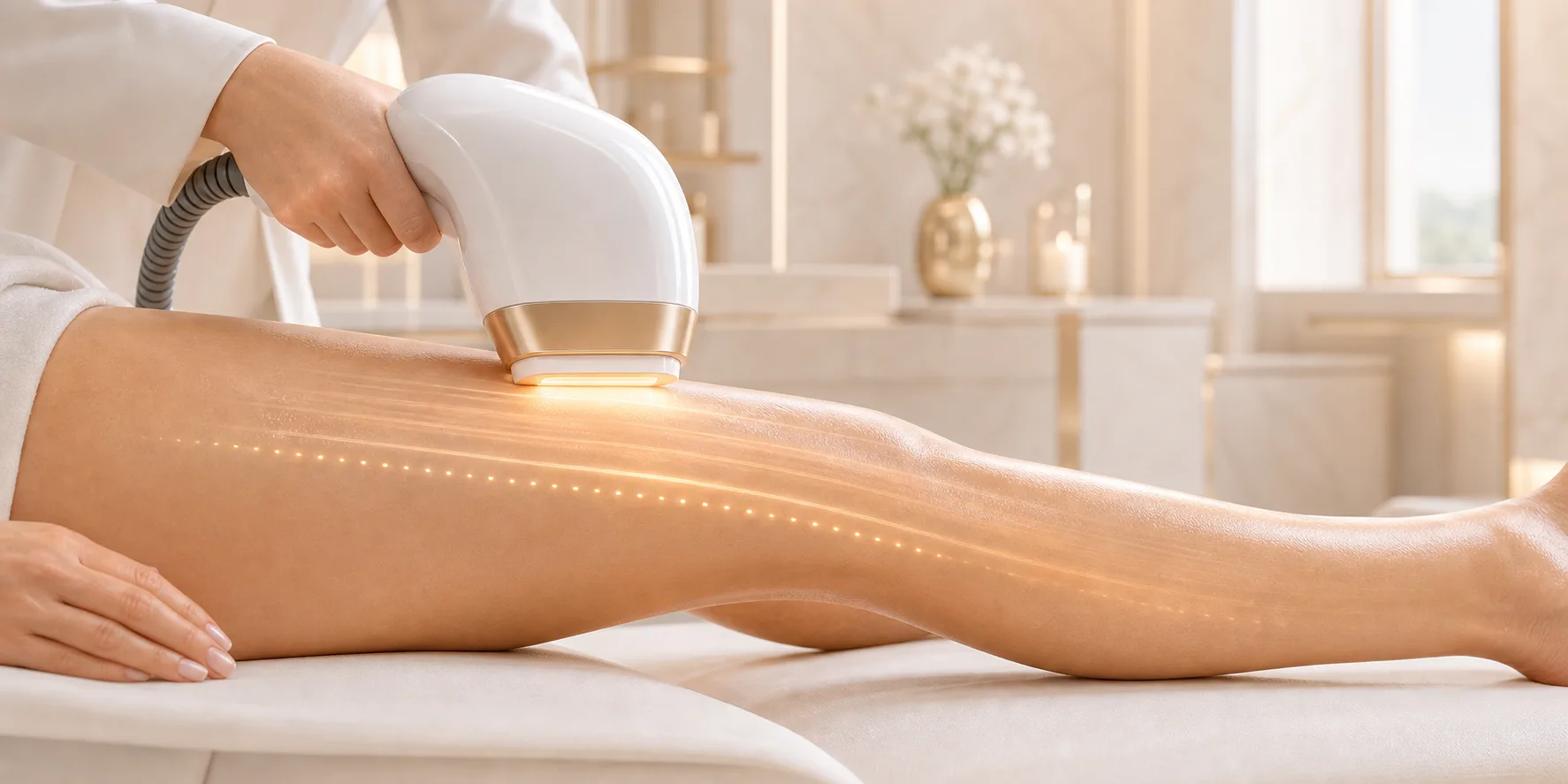 Champagne clinical XL glide visual for large-zone laser hair removal