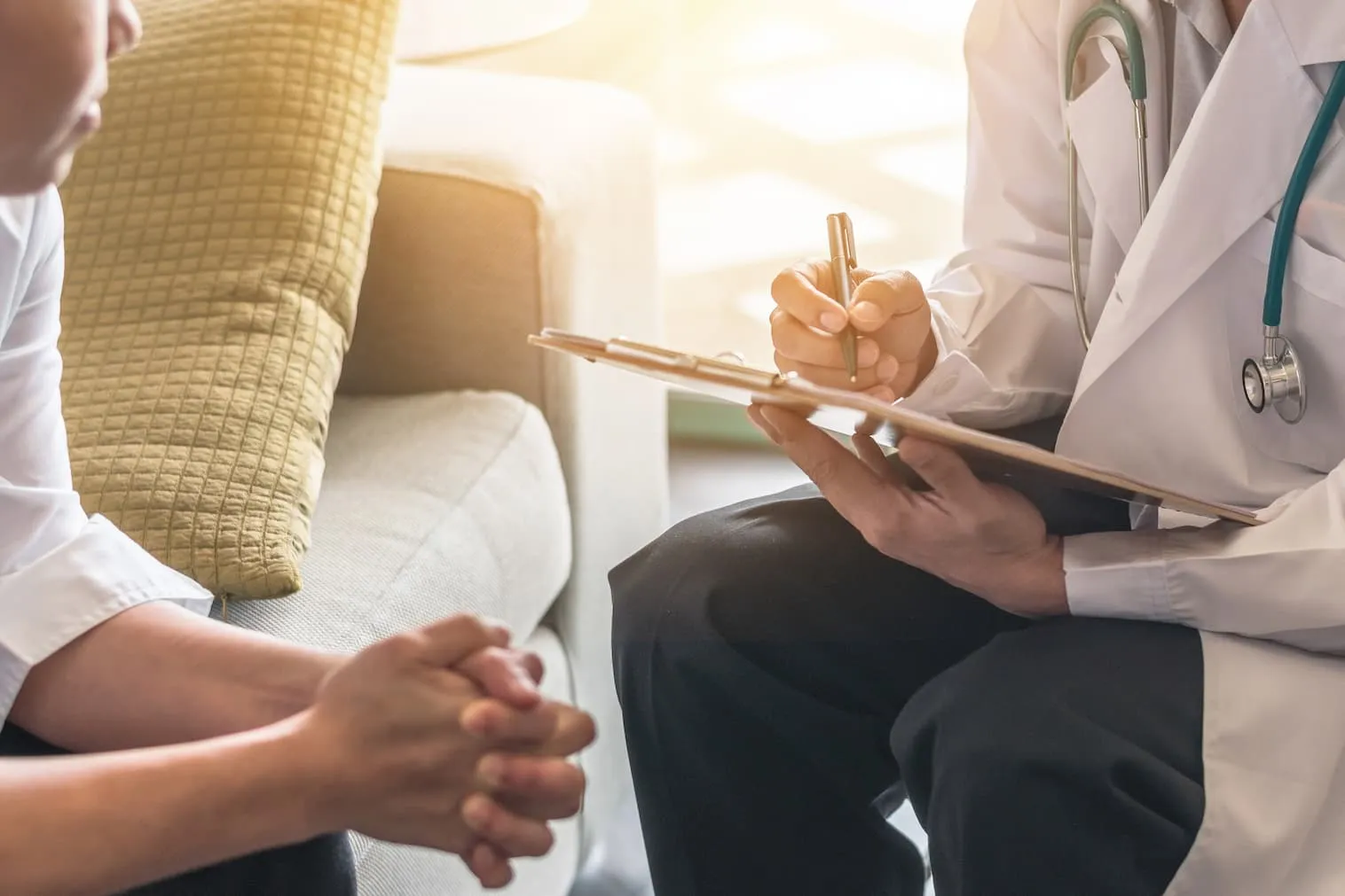 LifeSpann clinician speaking with a patient during an in-person evaluation
