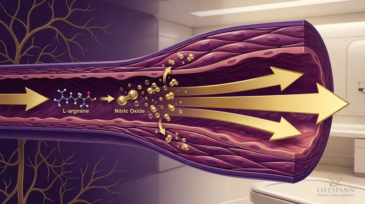 Conceptual blood vessel and nitric-oxide-related vascular signaling