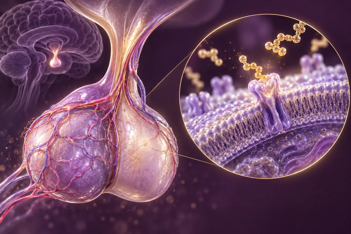 Conceptual pituitary-cell signaling and circulating peptide particles