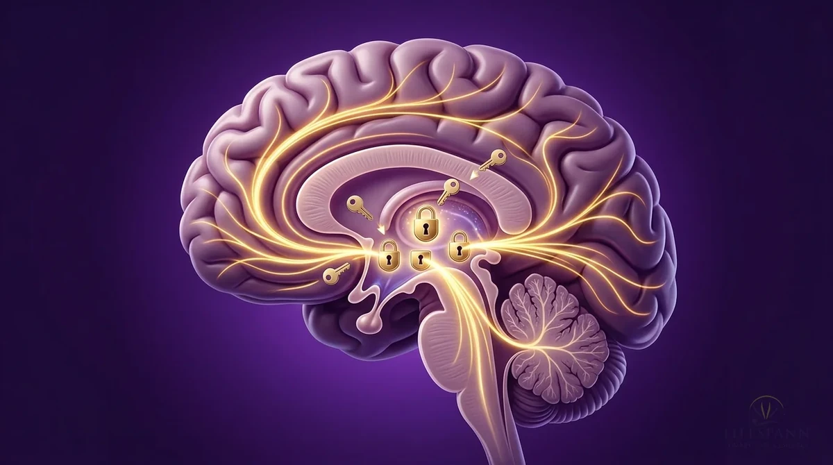 Conceptual brain and neural pathways illustrating melanocortin-signaling research